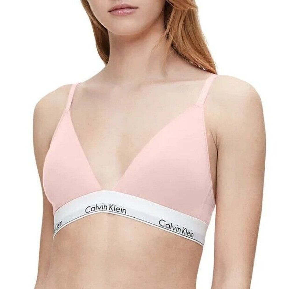 Calvin Klein Modern Cotton Lightly Lined Triangle Bralette Large Pink QF5650 680